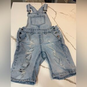 Girls Denim Overall Shorts - Size 7‎